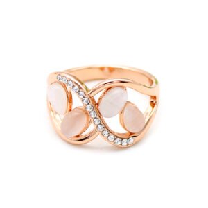 Wholesale rose gold cat eye ring collection featuring various geometric and floral stone settings from JuneJewelry.com – unique fashion jewelry for bulk orders.