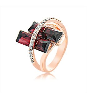 Wholesale cat eye ring with butterfly and heart designs in rose gold plated alloy from JuneJewelry.com – unique fashion jewelry for bulk orders.