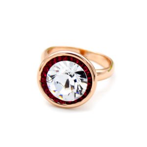 Wholesale cat eye ring with butterfly, heart, and flower motifs in rose gold plated alloy from JuneJewelry.com – unique fashion jewelry for bulk buyers.