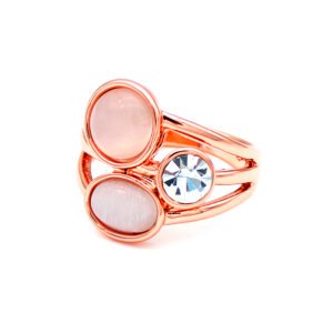 Wholesale cat eye ring with a round luminous stone on rose gold plated alloy from JuneJewelry.com – unique fashion jewelry for bulk orders.
