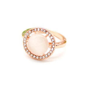 Wholesale cat eye ring with luminous cabochon stones on rose gold plated alloy from JuneJewelry.com – unique fashion jewelry for bulk orders.