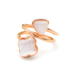 Wholesale cat eye ring collection featuring butterfly, heart, and floral designs on rose gold plated alloy from JuneJewelry.com – unique fashion jewelry for bulk orders.