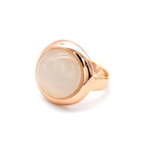 Wholesale cat eye ring with a round luminous stone on rose gold plated alloy from JuneJewelry.com – unique fashion jewelry for bulk orders.