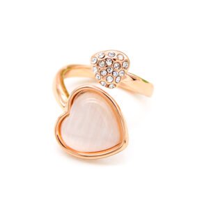 Wholesale cat eye ring with luminous round and oval stones on rose gold plated alloy from JuneJewelry.com – unique fashion jewelry for bulk.