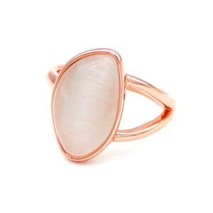 Wholesale cat eye ring with a luminous round stone on rose gold plated alloy from JuneJewelry.com – unique fashion jewelry for bulk orders.