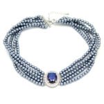 Wholesale shell pearl necklace with a floral zircon pendant on 18K gold plated copper from JuneJewelry.com – luxury fashion jewelry for bulk orders.