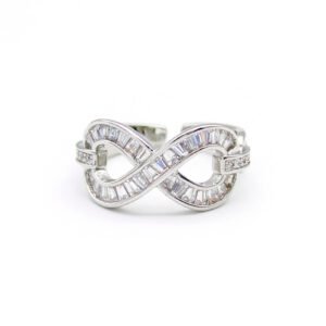 Wholesale butterfly zircon ring with blue wings and white stones on 18K gold plated copper from JuneJewelry.com – adjustable nature jewelry for bulk orders.