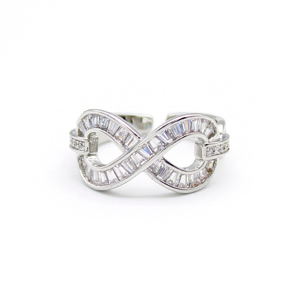 Wholesale butterfly zircon ring with blue wings and white stones on 18K gold plated copper from JuneJewelry.com – adjustable nature jewelry for bulk orders.