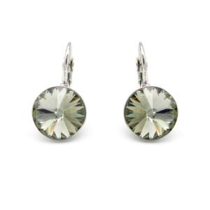 Wholesale crystal stud earrings with purple heart-shaped Swarovski elements on 18K gold plated copper from JuneJewelry.com – romantic jewelry for bulk orders.