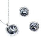 Wholesale Crystal Jewelry Set with Swarovski element stones on platinum plated brass from JuneJewelry.com – unique fashion jewelry for bulk orders.