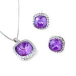 Wholesale Crystal Jewelry Set with Swarovski element stones on platinum plated brass from JuneJewelry.com – unique fashion jewelry for bulk orders.