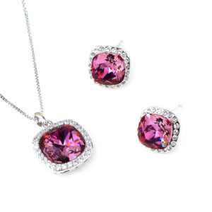 Wholesale Crystal Jewelry Set with Swarovski element stones on platinum plated brass from JuneJewelry.com – unique fashion jewelry for bulk orders.