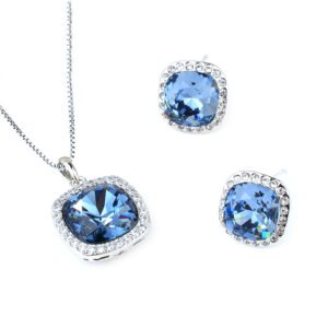Wholesale Crystal Jewelry Set with Swarovski element stones on platinum plated brass from JuneJewelry.com – unique fashion jewelry for bulk orders.