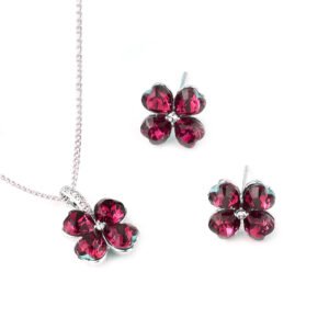 Wholesale Swarovski Jewelry Set with platinum plated copper pendant and earrings from JuneJewelry.com.