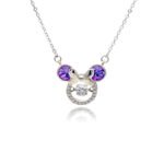 Wholesale Platinum Crystal Necklace featuring a cute animal silhouette with pink Swarovski crystals from JuneJewelry.com.