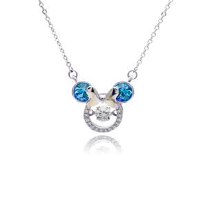 Wholesale Platinum Crystal Necklace featuring a cute animal silhouette with pink Swarovski crystals from JuneJewelry.com.