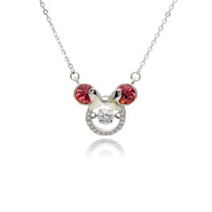 Wholesale Platinum Crystal Necklace featuring a cute animal silhouette with pink Swarovski crystals from JuneJewelry.com.
