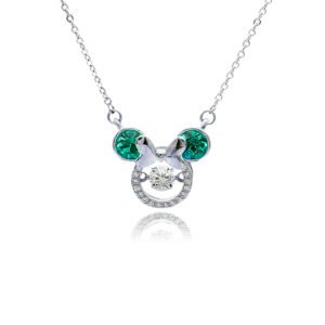 Wholesale Platinum Crystal Necklace featuring a cute animal silhouette with pink Swarovski crystals from JuneJewelry.com.