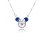 Wholesale Platinum Crystal Necklace featuring a cute animal silhouette with pink Swarovski crystals from JuneJewelry.com.