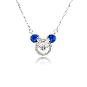 Wholesale Platinum Crystal Necklace featuring a cute animal silhouette with pink Swarovski crystals from JuneJewelry.com.
