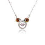 Wholesale Platinum Crystal Necklace featuring a cute animal silhouette with pink Swarovski crystals from JuneJewelry.com.