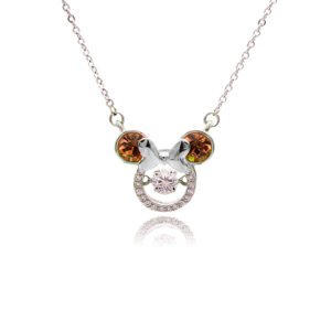Wholesale Platinum Crystal Necklace featuring a cute animal silhouette with pink Swarovski crystals from JuneJewelry.com.
