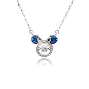 Wholesale Platinum Crystal Necklace featuring a cute animal silhouette with pink Swarovski crystals from JuneJewelry.com.
