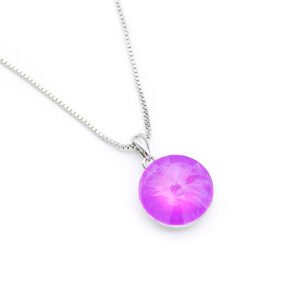 Wholesale crystal solitaire necklace with 14mm sky blue Swarovski element on platinum plated copper from JuneJewelry.com – luxury fashion jewelry for bulk orders.