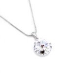 Wholesale crystal solitaire necklace with 14mm sky blue Swarovski element on platinum plated copper from JuneJewelry.com – luxury fashion jewelry for bulk orders.