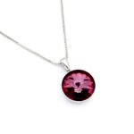 Wholesale crystal solitaire necklace with 14mm sky blue Swarovski element on platinum plated copper from JuneJewelry.com – luxury fashion jewelry for bulk orders.