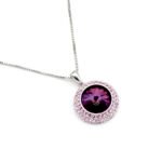 Wholesale crystal pendant necklace with multi-color Swarovski element and platinum plated copper from JuneJewelry.com – luxury fashion jewelry for bulk orders.