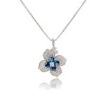 Wholesale Crystal Flower Necklace with sparkling pink Swarovski elements crystals on platinum plated copper from JuneJewelry.com.