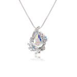 Wholesale Teardrop Crystal Necklace with emerald green stone and platinum plated vine accents from JuneJewelry.com.