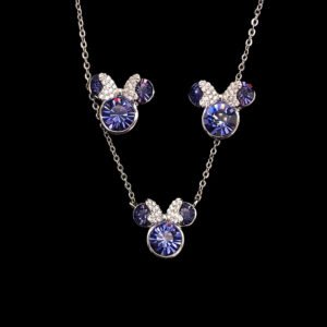 Wholesale Platinum Crystal Set with blue Swarovski crystals on copper base from JuneJewelry.com.