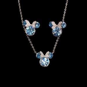 Wholesale Platinum Crystal Set with blue Swarovski crystals on copper base from JuneJewelry.com.