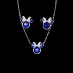 Wholesale Platinum Crystal Set with blue Swarovski crystals on copper base from JuneJewelry.com.