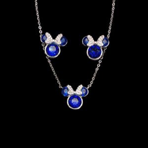 Wholesale Platinum Crystal Set with blue Swarovski crystals on copper base from JuneJewelry.com.
