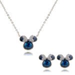 Wholesale Platinum Crystal Set with blue Swarovski crystals on copper base from JuneJewelry.com.