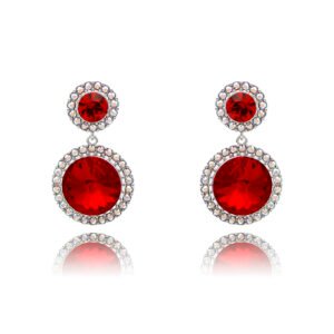 Wholesale luxury crystal earrings with a large square Swarovski element stone on platinum plated copper from JuneJewelry.com – bulk bridal fashion jewelry.