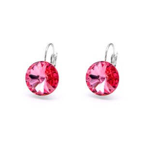 Wholesale teardrop crystal earrings with clear Swarovski elements and platinum plated copper from JuneJewelry.com – luxury bridal jewelry for bulk orders.