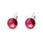 Wholesale teardrop crystal earrings with clear Swarovski elements and platinum plated copper from JuneJewelry.com – luxury bridal jewelry for bulk orders.