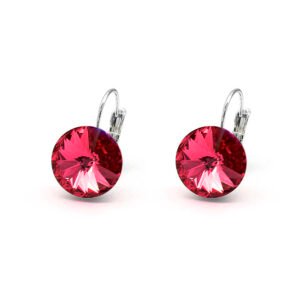 Wholesale teardrop crystal earrings with clear Swarovski elements and platinum plated copper from JuneJewelry.com – luxury bridal jewelry for bulk orders.
