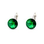 Wholesale teardrop crystal earrings with clear Swarovski elements and platinum plated copper from JuneJewelry.com – luxury bridal jewelry for bulk orders.