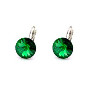 Wholesale teardrop crystal earrings with clear Swarovski elements and platinum plated copper from JuneJewelry.com – luxury bridal jewelry for bulk orders.