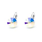 Wholesale teardrop crystal earrings with clear Swarovski elements and platinum plated copper from JuneJewelry.com – luxury bridal jewelry for bulk orders.