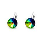 Wholesale teardrop crystal earrings with clear Swarovski elements and platinum plated copper from JuneJewelry.com – luxury bridal jewelry for bulk orders.