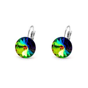 Wholesale teardrop crystal earrings with clear Swarovski elements and platinum plated copper from JuneJewelry.com – luxury bridal jewelry for bulk orders.