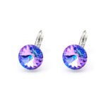 Wholesale teardrop crystal earrings with clear Swarovski elements and platinum plated copper from JuneJewelry.com – luxury bridal jewelry for bulk orders.