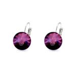 Wholesale teardrop crystal earrings with clear Swarovski elements and platinum plated copper from JuneJewelry.com – luxury bridal jewelry for bulk orders.