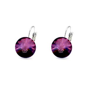 Wholesale teardrop crystal earrings with clear Swarovski elements and platinum plated copper from JuneJewelry.com – luxury bridal jewelry for bulk orders.